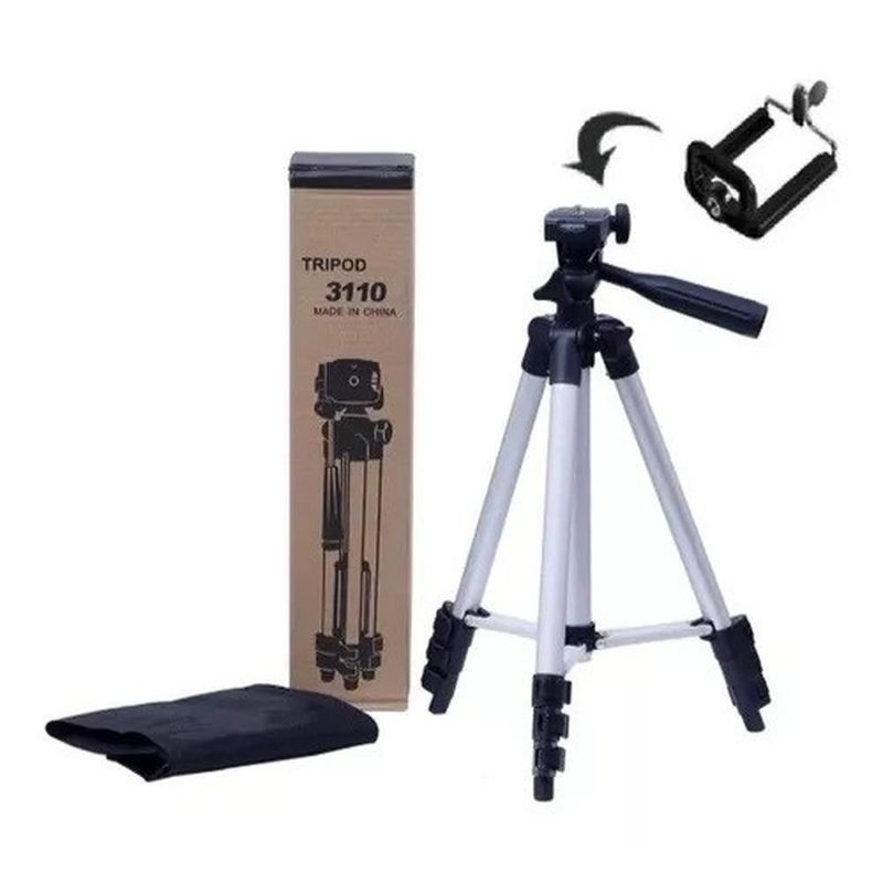 Pedestal tripie de aluminio para celular tripod 3110 ajustable 1m