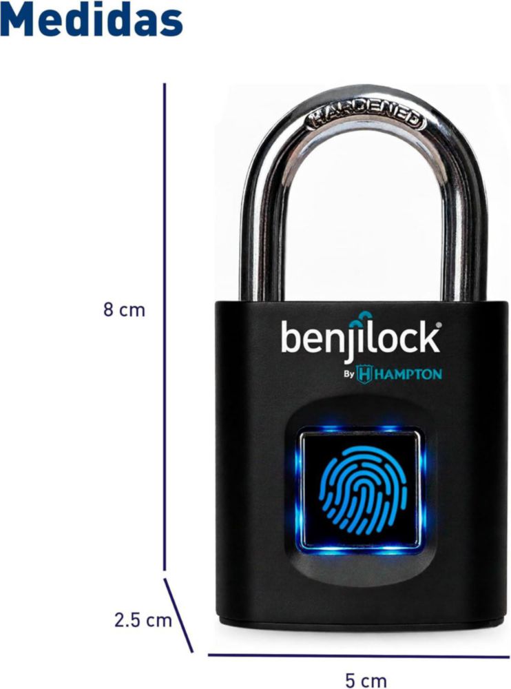 Candado de Huellas Dactilares Blulander, Candado Inteligente, Hasta 10 Usuarios, Chapa de Seguridad para Locker, Oficina y Hogar