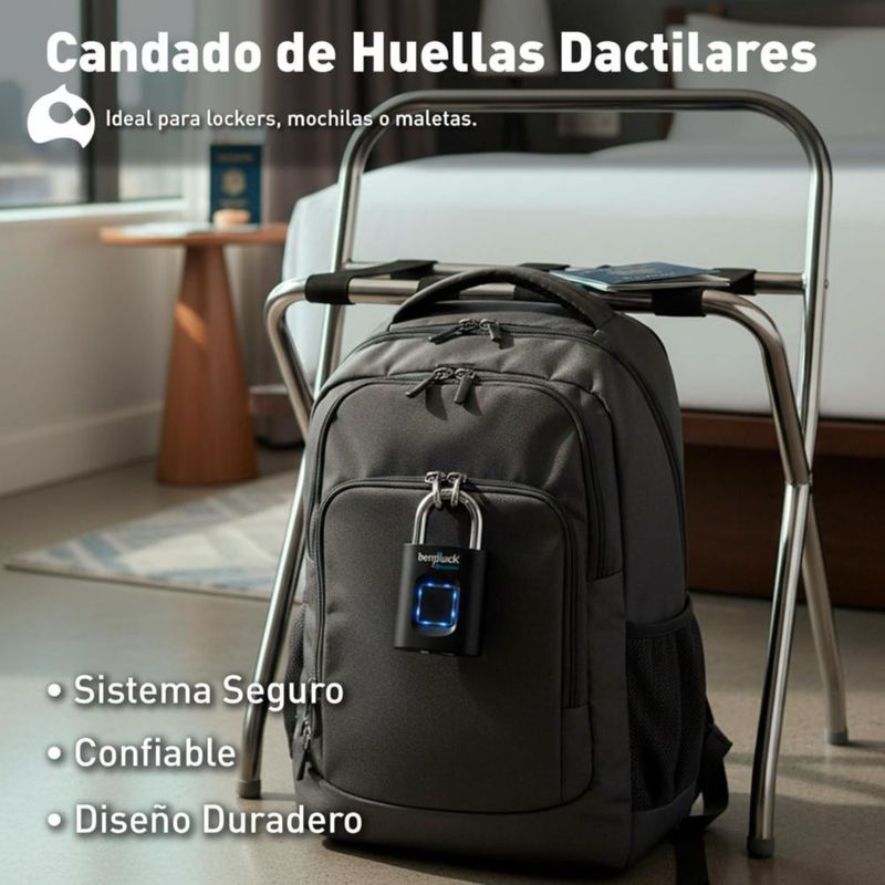 Candado de Huellas Dactilares Blulander, Candado Inteligente, Hasta 10 Usuarios, Chapa de Seguridad para Locker, Oficina y Hogar