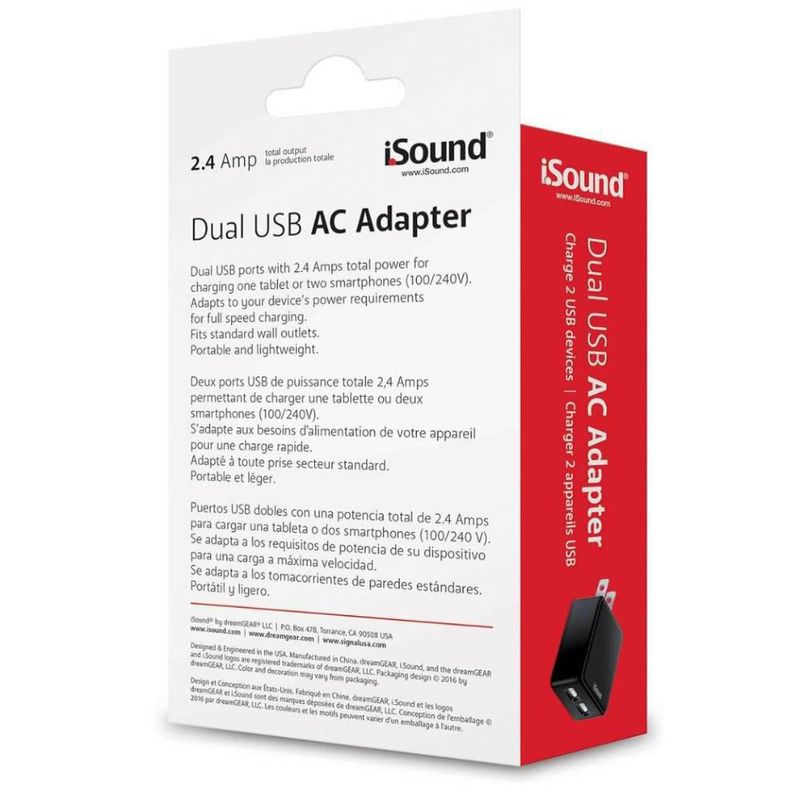 Cargador de pared USB doble iSound con cable micro USB negro