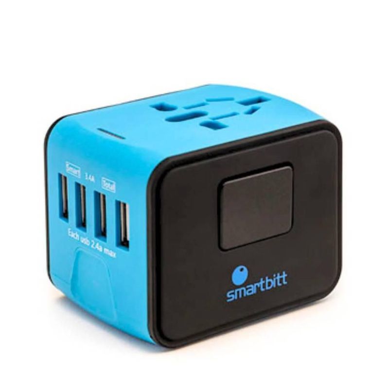 Adaptador de Carga Universal Smartbitt 1 Salida 4 USB color Azul
