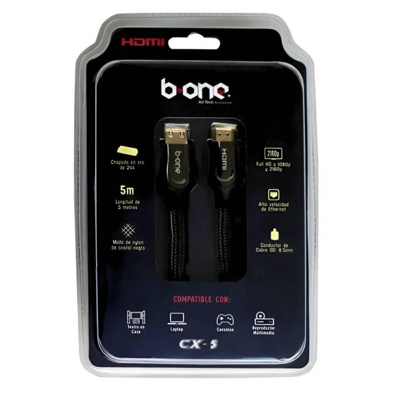 Cable HDMI a HDMI B One C-X5 chapado en oro Full HD 5m color negro