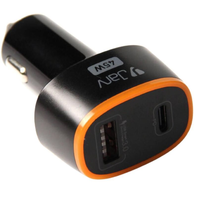 Cargador de coche JarvMobile 45 W alta potencia y 2 puertos PD y QC 3.0