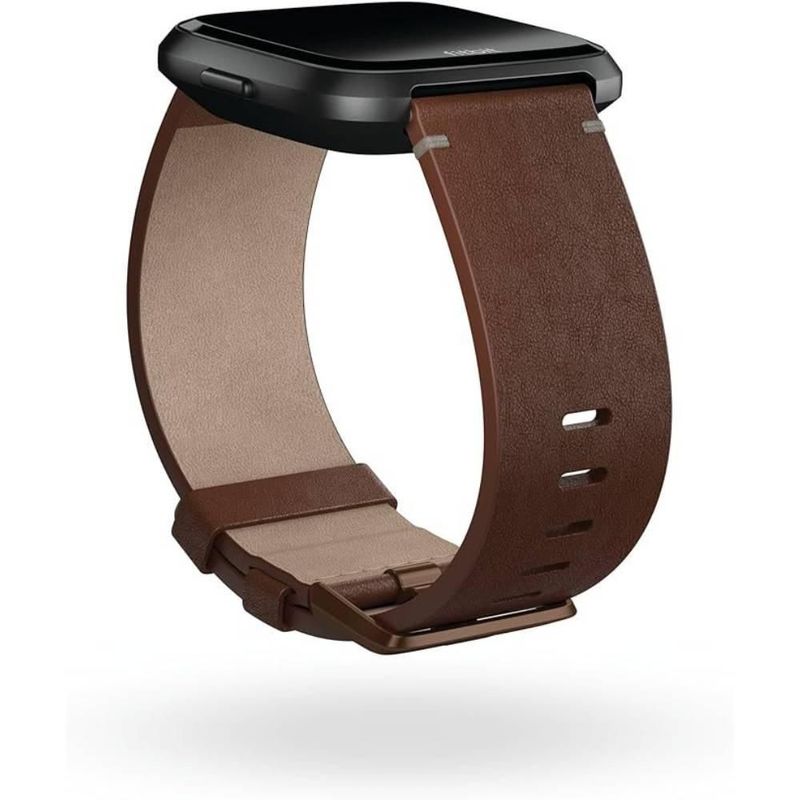 Correa de cuero para relój smartwatch Fitbit Versa chico color coñac