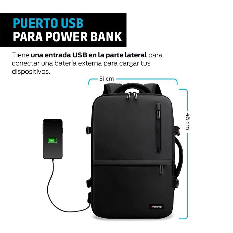 Mochila para Laptop Antirrobo Extra Grande Puerto USB