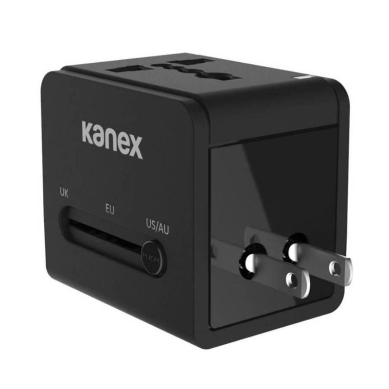 Adaptador de carga universal Kanex para viaje 1 conector 2 USB negro