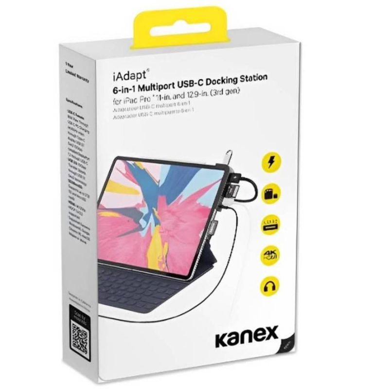 Adaptador Hub multipuerto 6 en 1 Kanex para iPad Pro 2018 gris