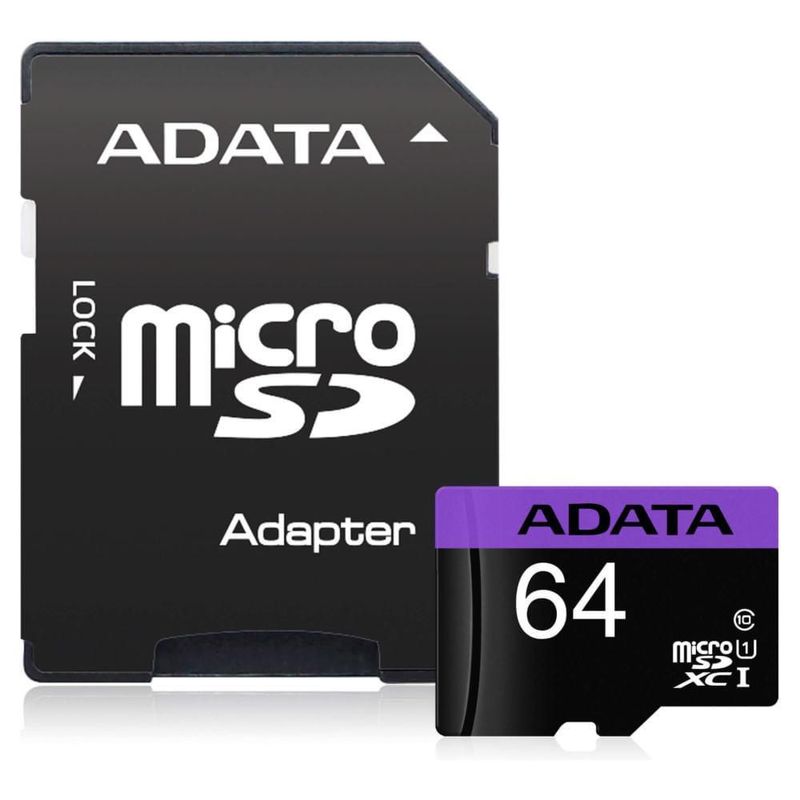 Micro SD HC 64GB con Adaptador SD Clase 10 ADATA