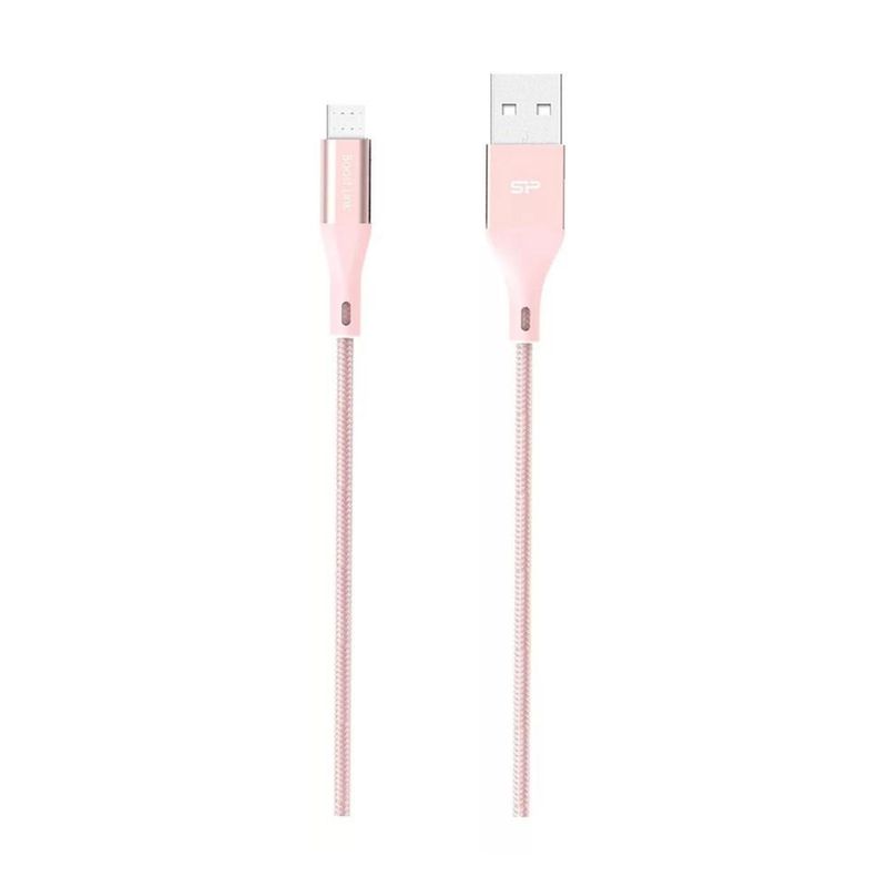 Silicon Power Cable Micro USB ,LK30, Material de Nylon, 1 metro, Color Rosa, SPLK30-CUSBRS