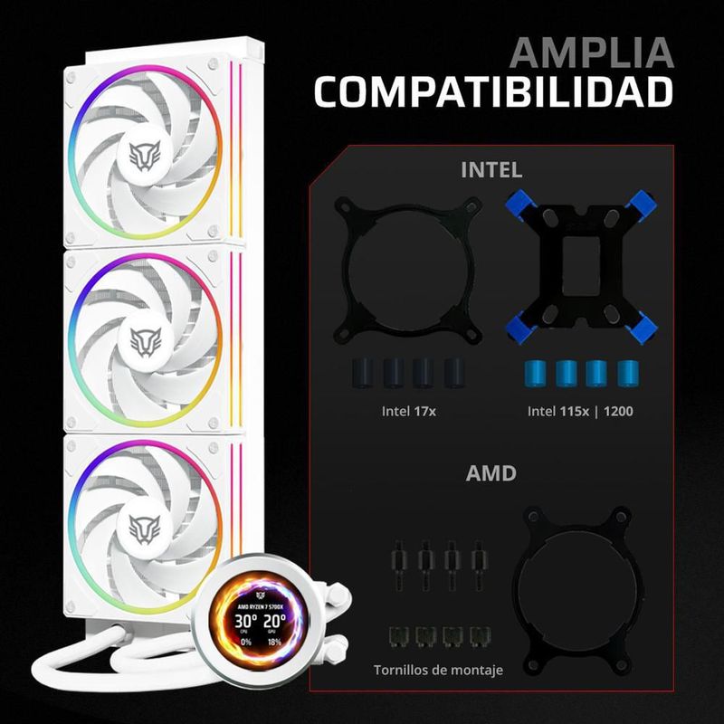 Enfriamiento liquido balam rush hyx40 360mm lga1700 am5 wht