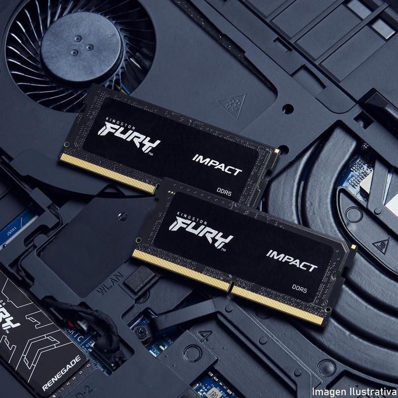 Memoria ram ddr5 32gb 5600mt/s kingston fury impact 1x32gb laptop negro kf556s40