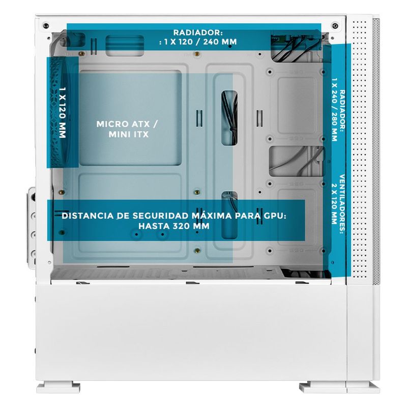Gabinete xtreme pc gaming sonic silver comic edition mini torre 3 fan