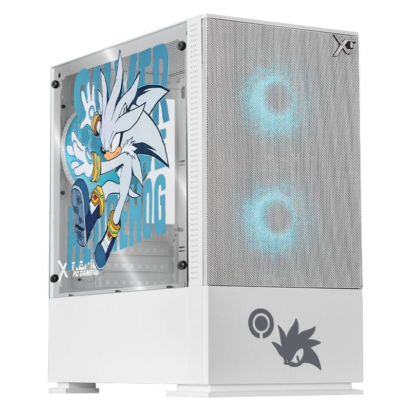 Gabinete xtreme pc gaming sonic silver comic edition mini torre 3 fan