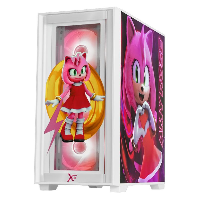 Gabinete xtreme pc gaming sonic amy ring edition mini torre 4 fan