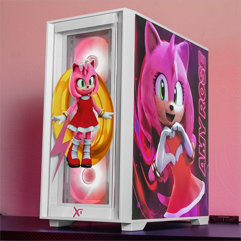Gabinete xtreme pc gaming sonic amy ring edition mini torre 4 fan