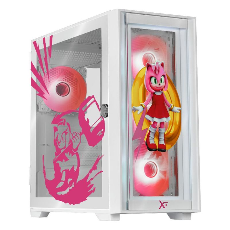 Gabinete xtreme pc gaming sonic amy ring edition mini torre 4 fan