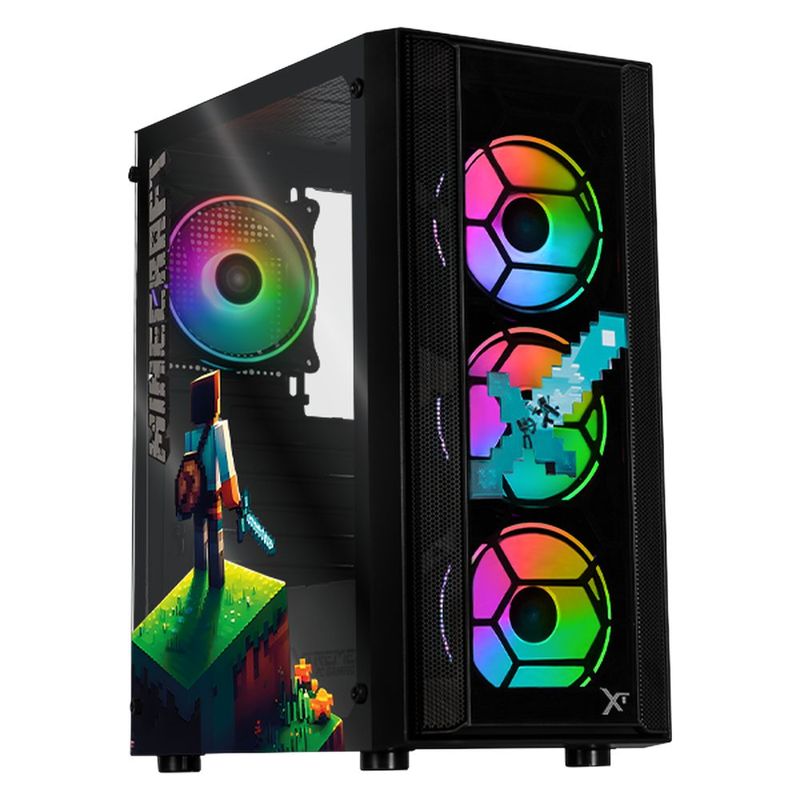 Gabinete xtreme pc gaming steve media torre 4 fan argb negro