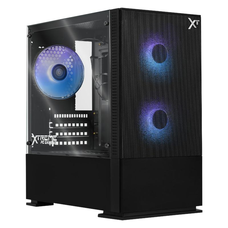 Gabinete xtreme pc gaming air flow mini torre 3 fan argb negro