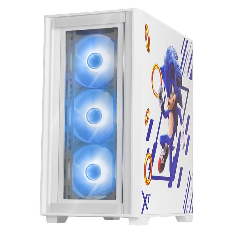 Gabinete xtreme pc gaming sonic edition mini torre 4 fan argb usb-c