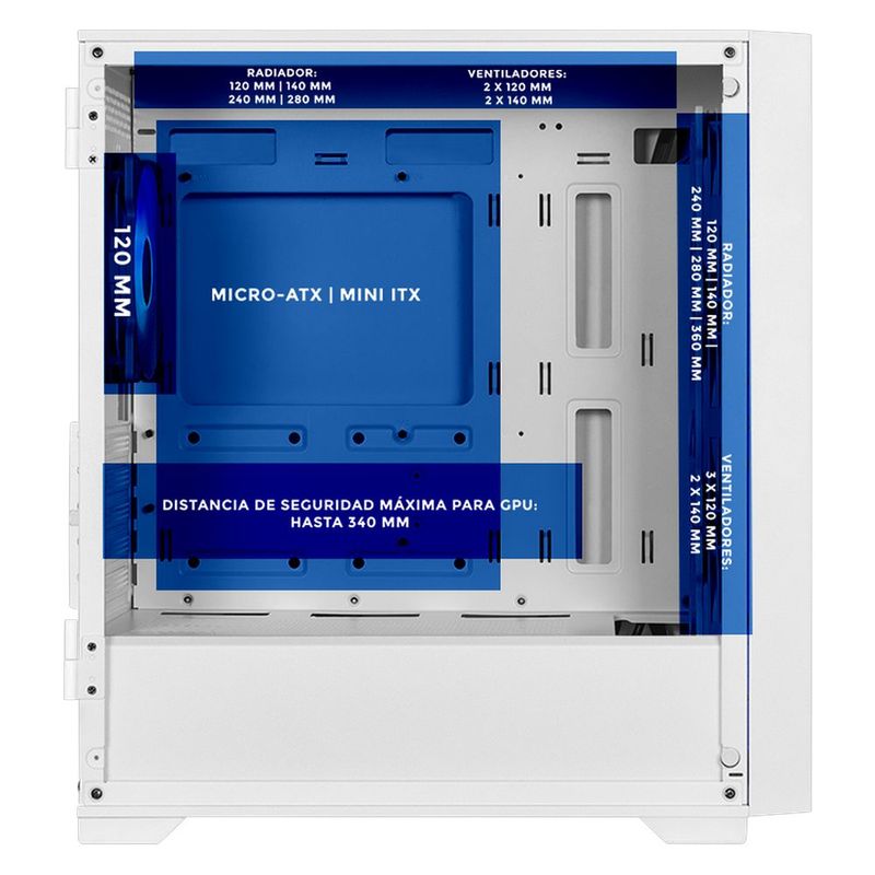 Gabinete xtreme pc gaming sonic edition mini torre 4 fan argb usb-c