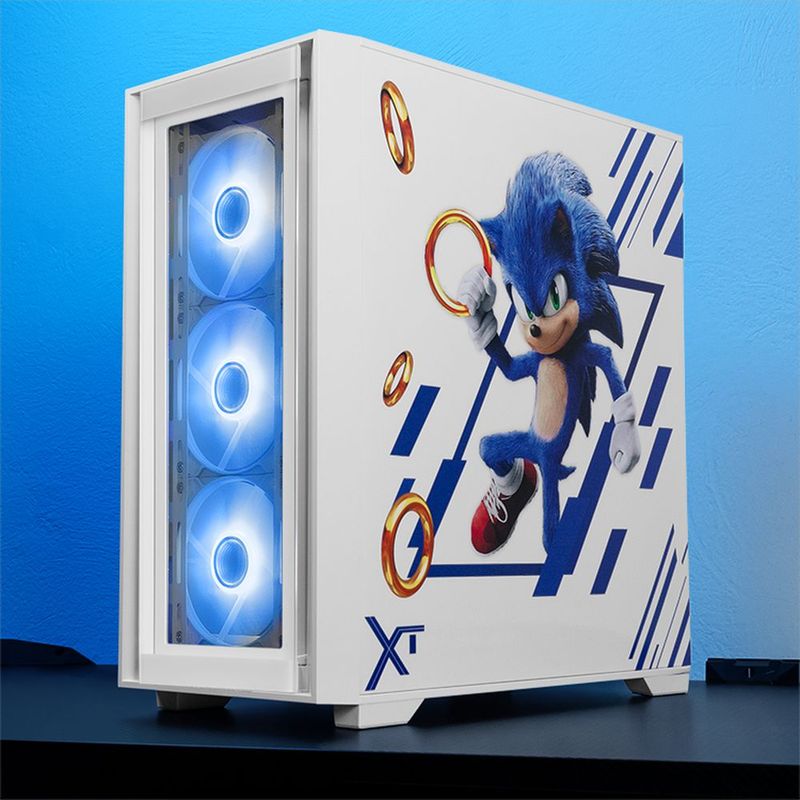 Gabinete xtreme pc gaming sonic edition mini torre 4 fan argb usb-c