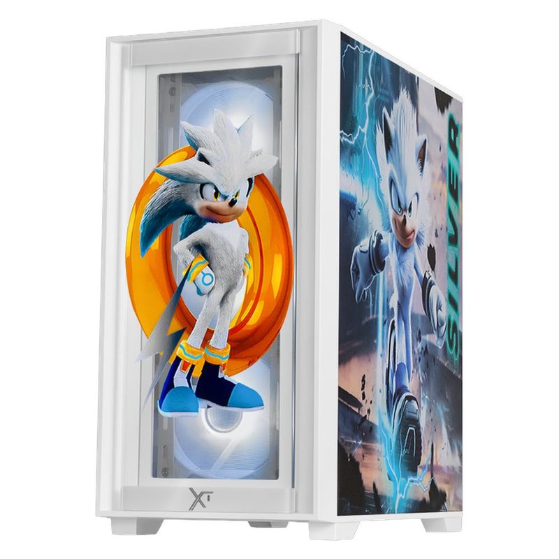 Gabinete xtreme pc gaming sonic silver ring edition mini torre 4 fan