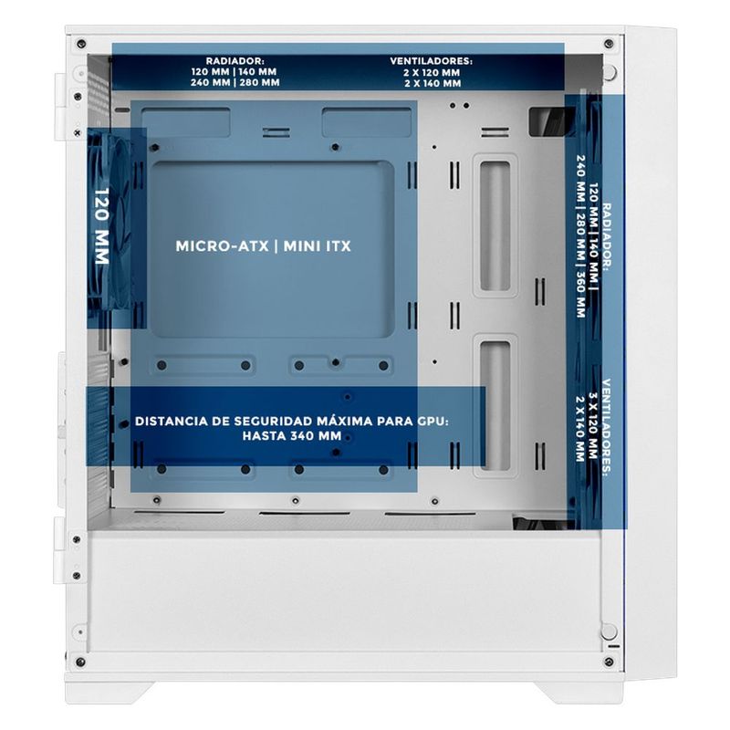 Gabinete xtreme pc gaming sonic silver ring edition mini torre 4 fan