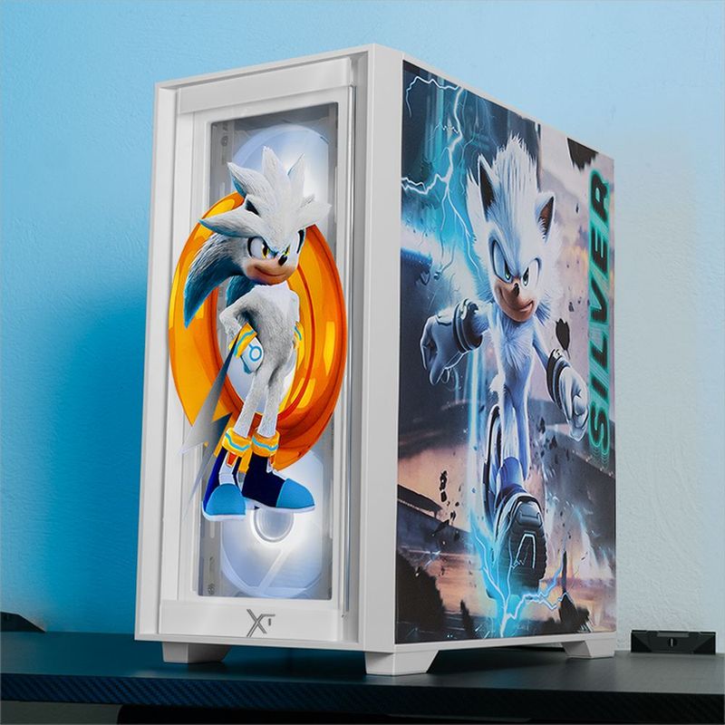 Gabinete xtreme pc gaming sonic silver ring edition mini torre 4 fan