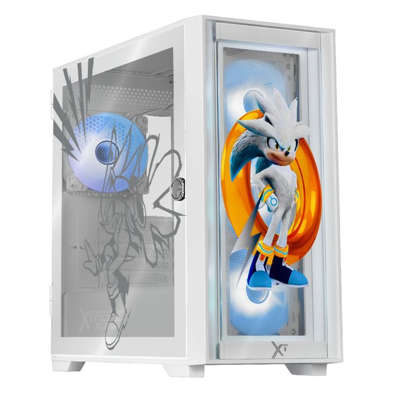 Gabinete xtreme pc gaming sonic silver ring edition mini torre 4 fan