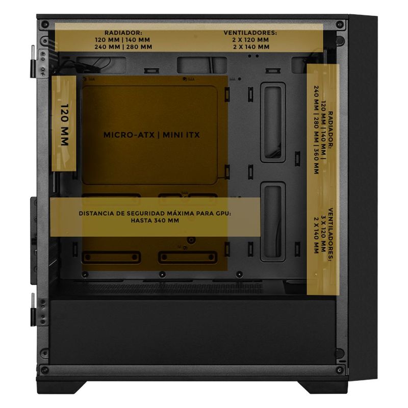 Gabinete xtreme pc gaming sonic super sonic ring mini torre 4 fan