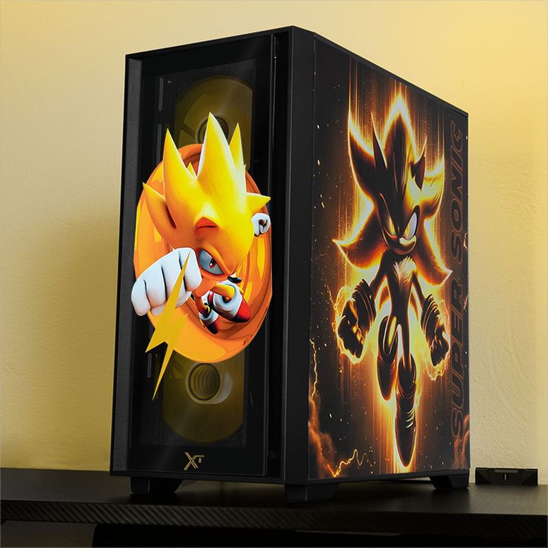 Gabinete xtreme pc gaming sonic super sonic ring mini torre 4 fan