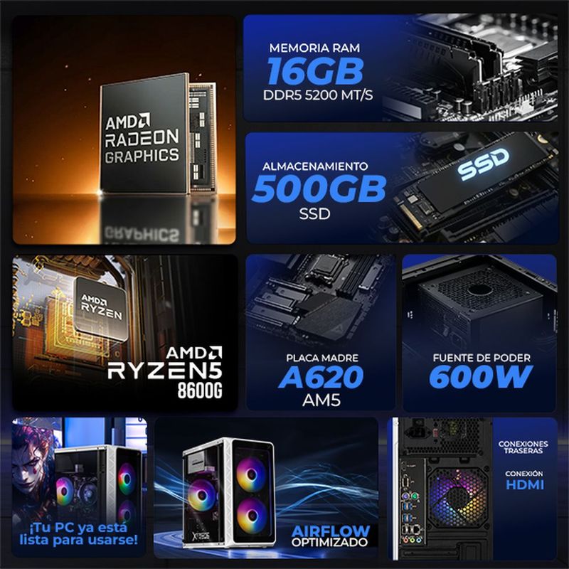 Xtreme pc ia ready radeon 760m ryzen 5 16gb 500gb monitor 27