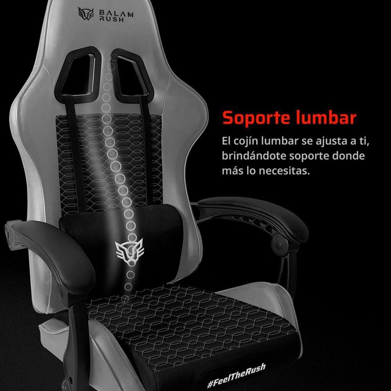 Silla gamer balam rush power rush v2 ergonomica reclinable 135° 120kg gris br-94