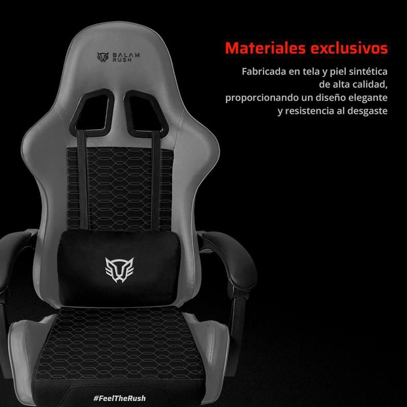 Silla gamer balam rush power rush v2 ergonomica reclinable 135° 120kg gris br-94