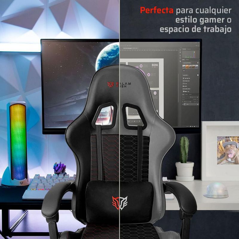 Silla gamer balam rush power rush v2 ergonomica reclinable 135° 120kg gris br-94