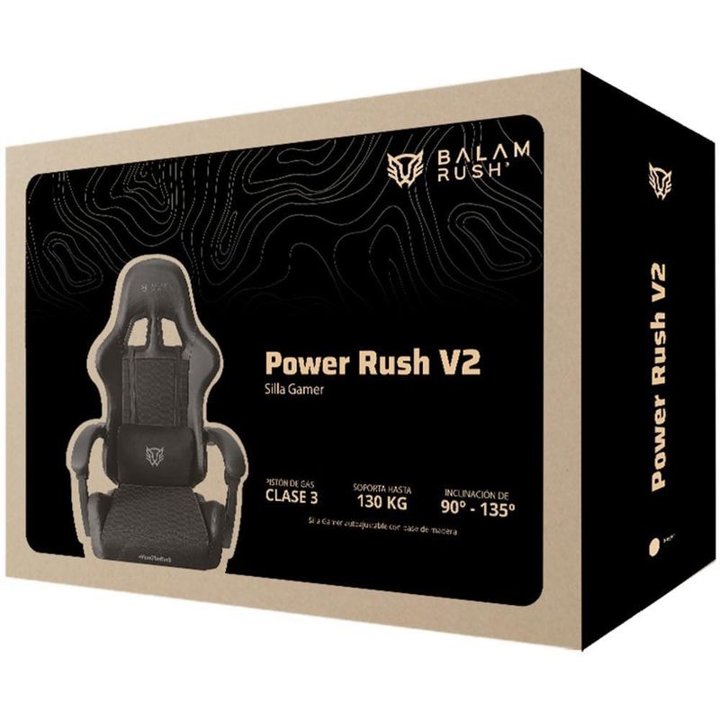 Silla gamer balam rush power rush v2 ergonomica reclinable 135° 120kg gris br-94