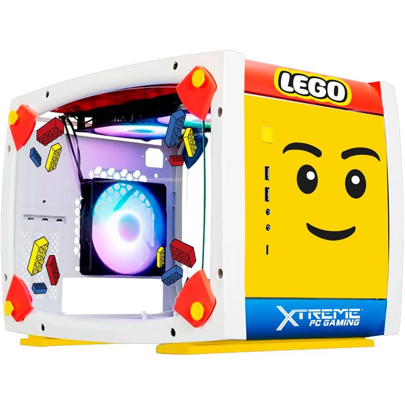 Gabinete xtreme pc gaming lego emmet edition small mini torre 3 fan