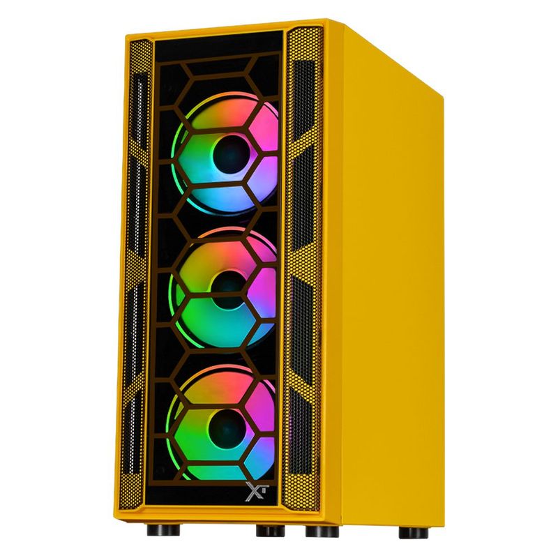 Gabinete xtreme pc gaming kronos media torre 4 fan argb amarillo