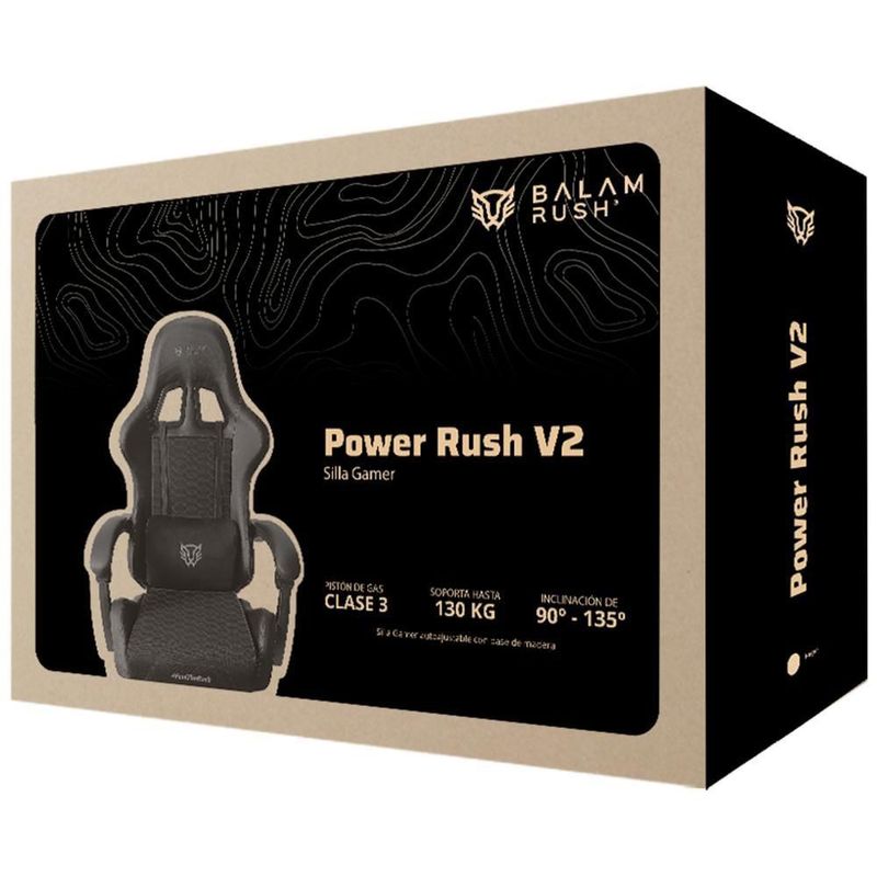 Silla gamer balam rush power rush v2 ergonomica reclinable 135° 120kg negro /roj