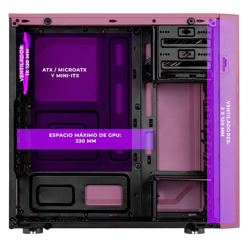 Gabinete xtreme pc gaming dragonfly media torre 4 fan rgb pk