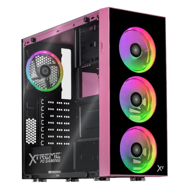 Gabinete xtreme pc gaming dragonfly media torre 4 fan rgb pk
