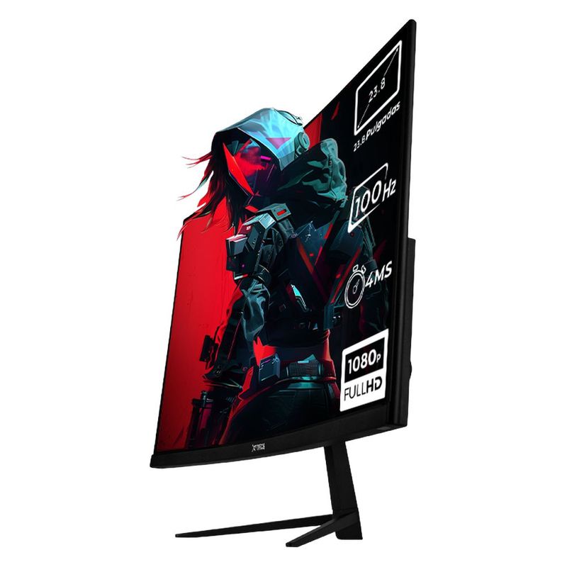 Monitor gamer xtreme pc gaming clarity curvo 23.8" 4ms 100hz fhd