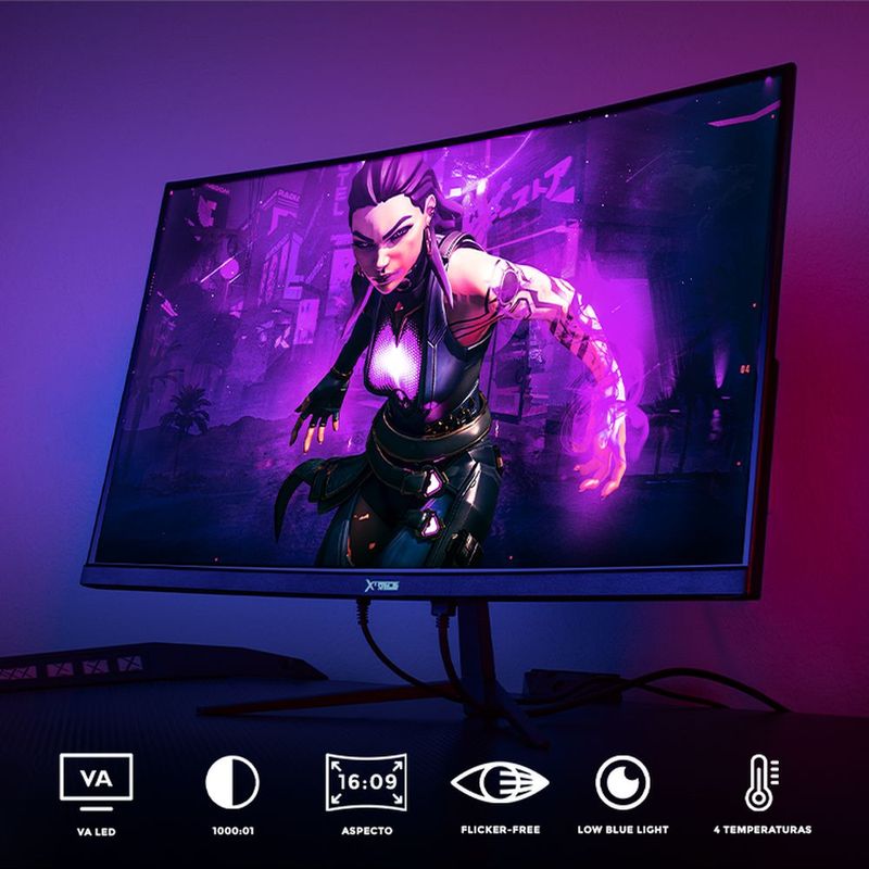 Monitor gamer xtreme pc gaming clarity curvo 23.8" 4ms 100hz fhd