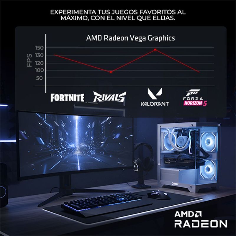 Xtreme pc radeon vega ryzen 7  16gb ssd 1tb monitor 23.8 bk
