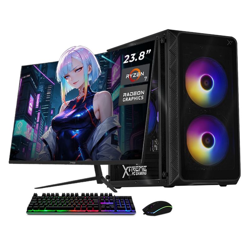 Xtreme pc radeon vega ryzen 7  16gb ssd 1tb monitor 23.8 bk