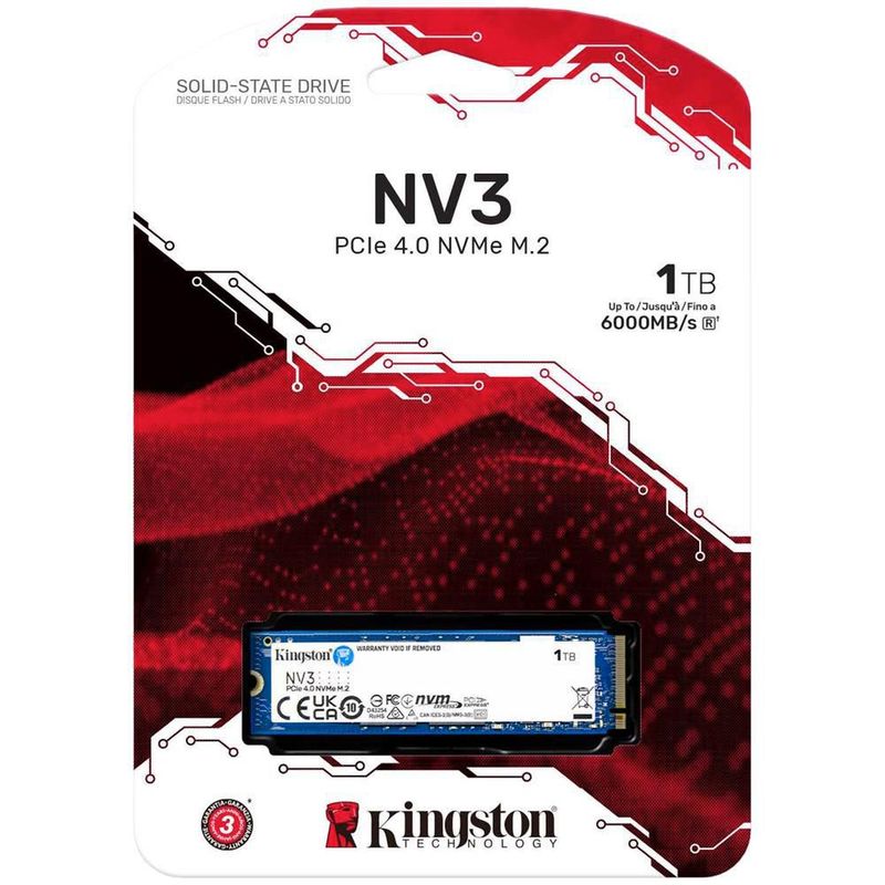 Unidad de estado solido ssd m.2 1tb kingston nvme pcie 4.0 6000/4000 mb/s snv3s/