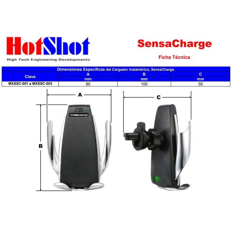 Soporte de Carga Qi Móvil Inteligente MXSSC-003 SensaCharge Cargador de Auto Innovador