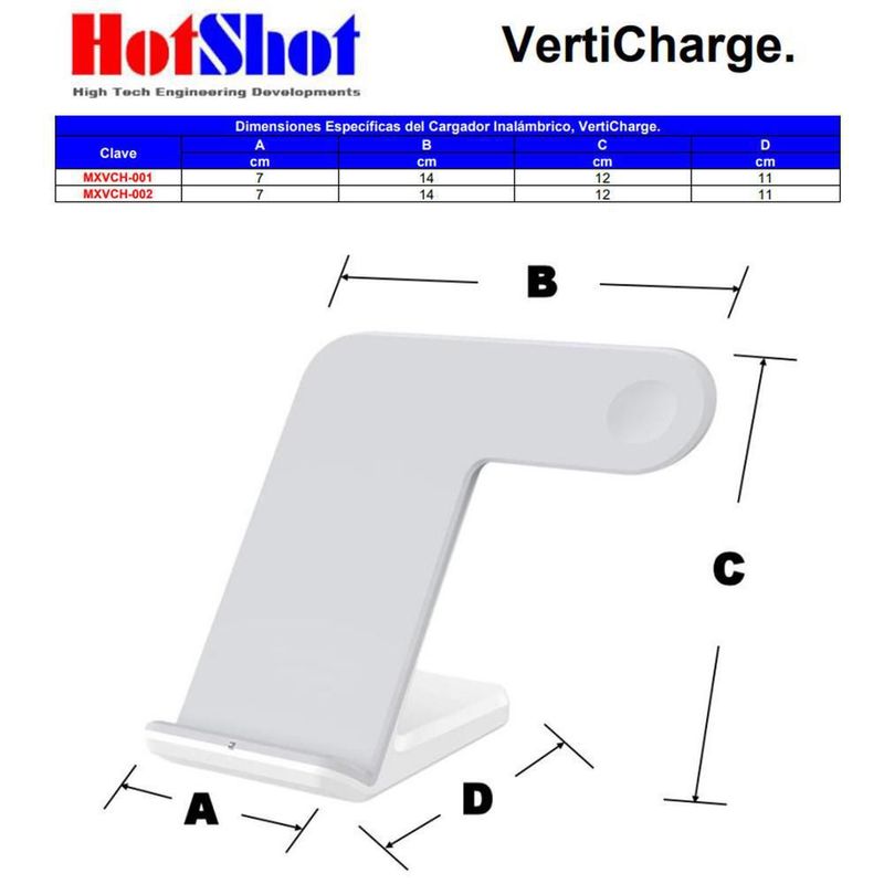 Cargador Inalámbrico 2 en 1 Qi MXVCH-001 VertiCharge Soporte de Carga Qi VertiCharge