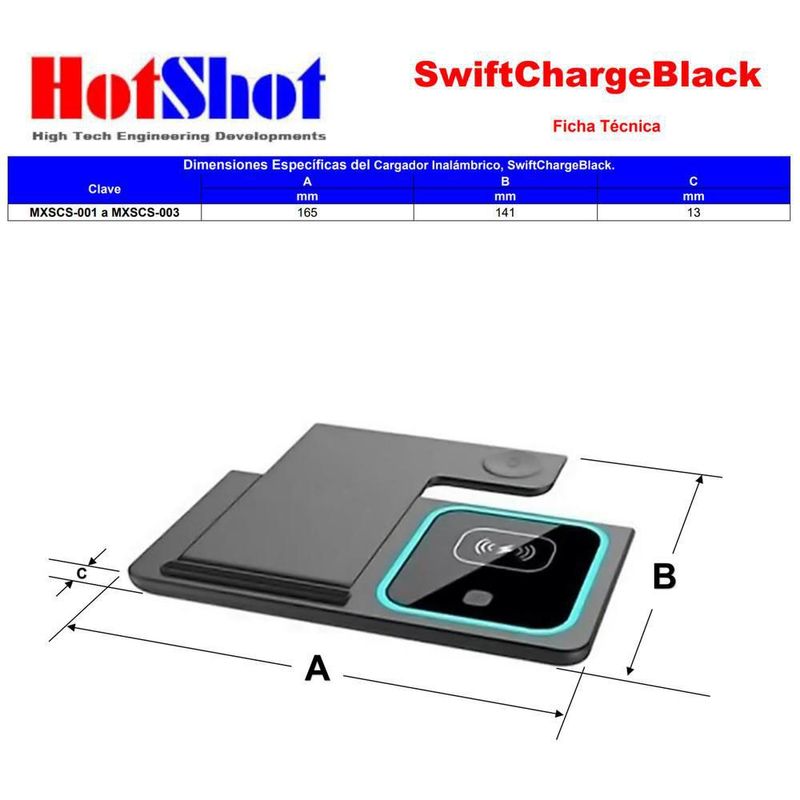 Cargador Qi MXSCS-003 SwiftChargeBlack Soporte de Carga Qi para Reloj