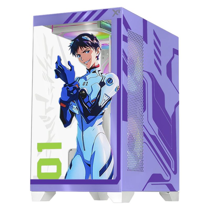Gabinete xtreme pc eva 01 mini torre 5 fan argb hub lila